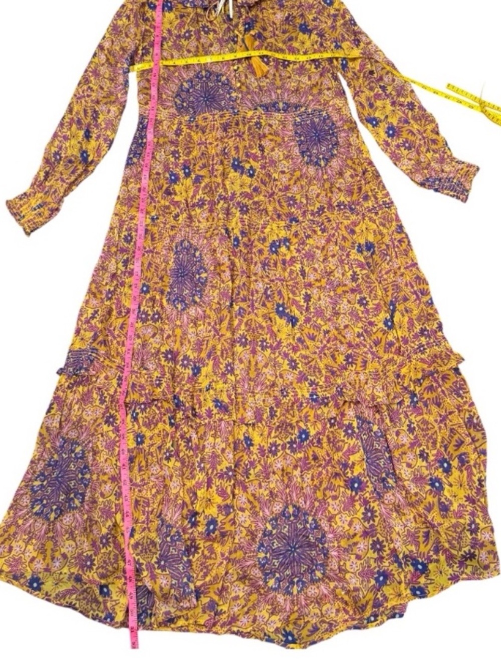 Anthropologie Marais Floral Long Sleeve Sheer Chiffon Maxi Dress S - Picture 5 of 5